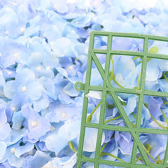 11 Sq ft. Light Blue UV Protected Hydrangea Flower Wall Mat Backdrop - 4 Artificial Panels