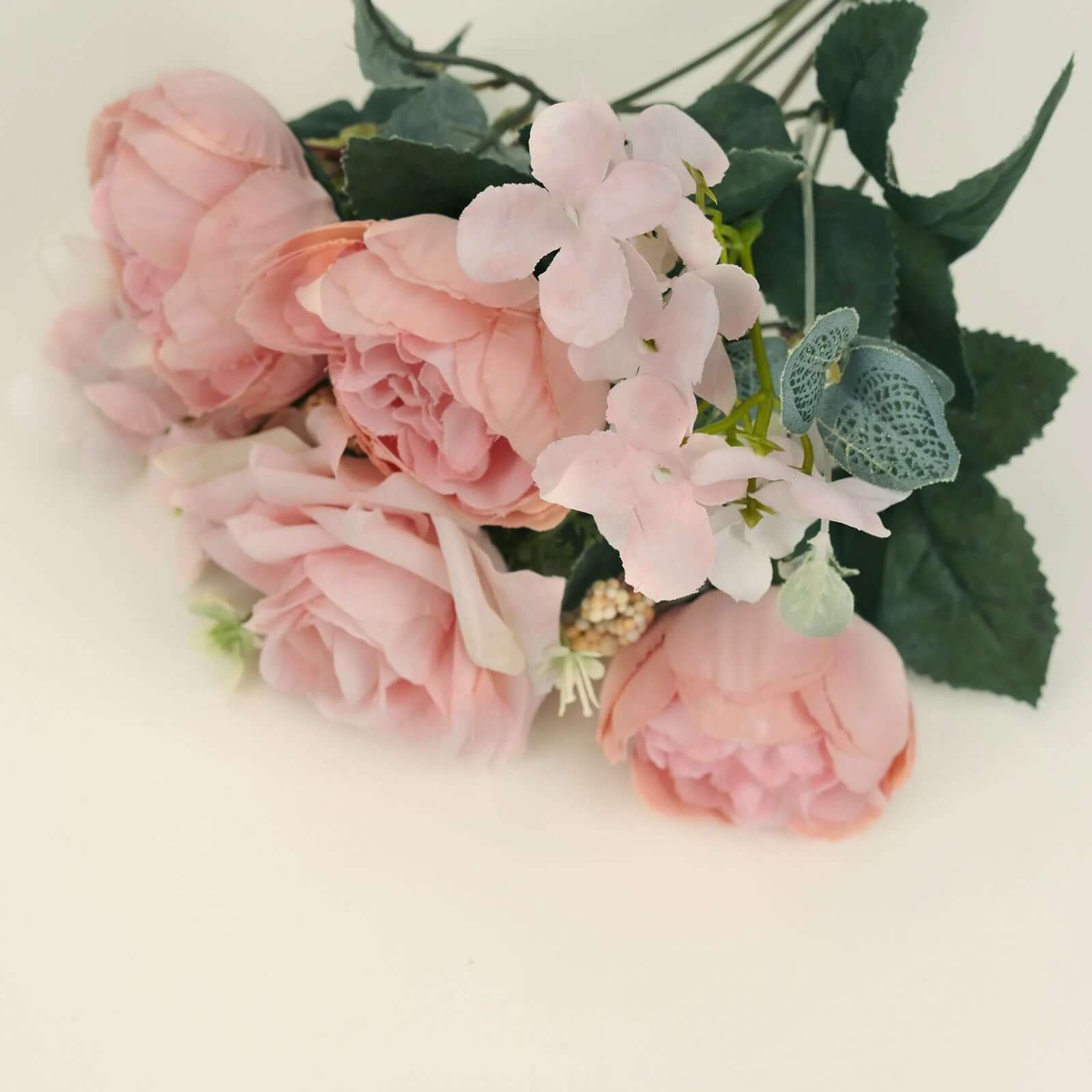 2 Pack Artificial Rose & Peony Floral Arrangements – 12" Blush Silk Bouquets for Weddings & Home Décor