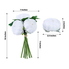 5 Flower Head White Peony Bouquet Artificial Silk Peonies Spray