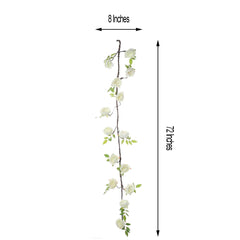 6ft Cream Artificial Silk Peony Hanging Flower Garland, Faux Vine