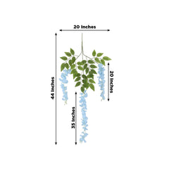 5 Pack 44" Silk Hanging Wisteria Flower Garland Vines in Light Blue, 3 Strands in 1 Bush