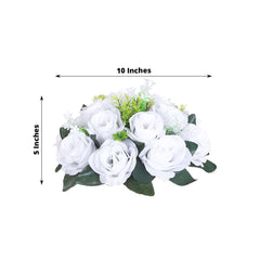 2 Pack White Silk 15-Head Rose Flower Balls For Centerpieces - 10", Artificial Kissing Ball Floral Arrangements