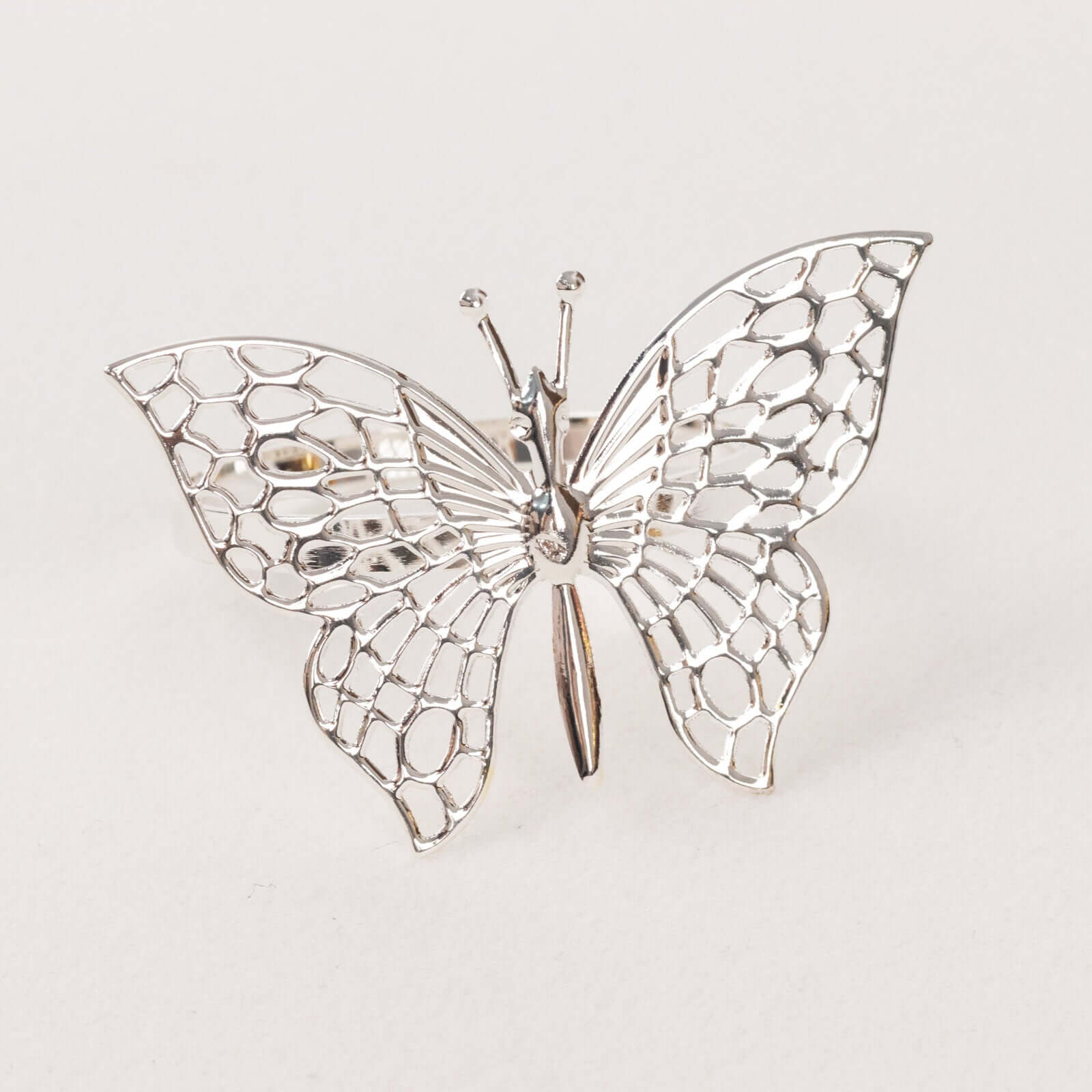 4 Pack Silver Metal Butterfly Napkin Rings, Decorative Laser Cut Cloth Napkin Holders