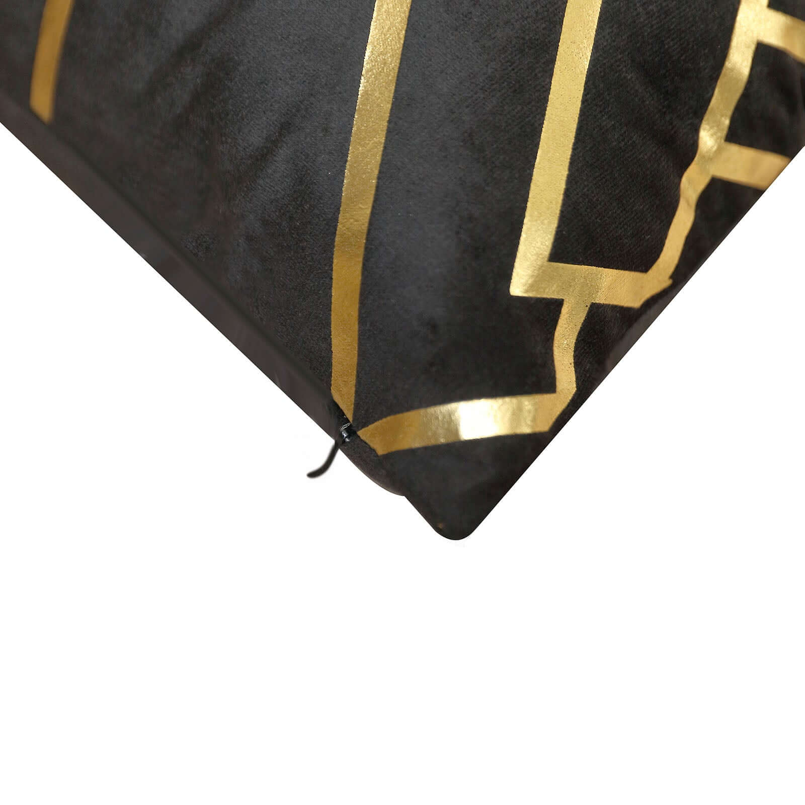 Set Of 4 18" Black Gold Foil Geometric Print Throw Pillow Covers, Velvet Square Sofa Cushion Covers