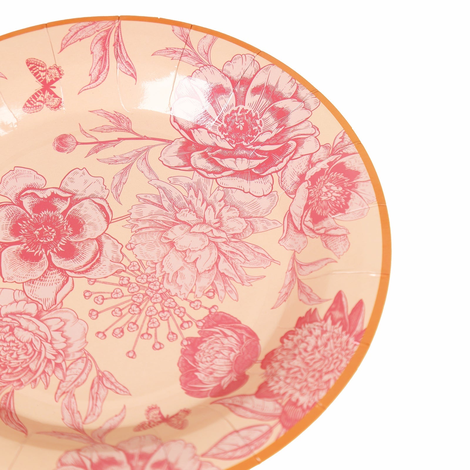 50-Pack Paper Round Dessert and Dinner Plates in Dusty Rose Spring Floral Print with Gold Rim for Table Decor 7", 9"