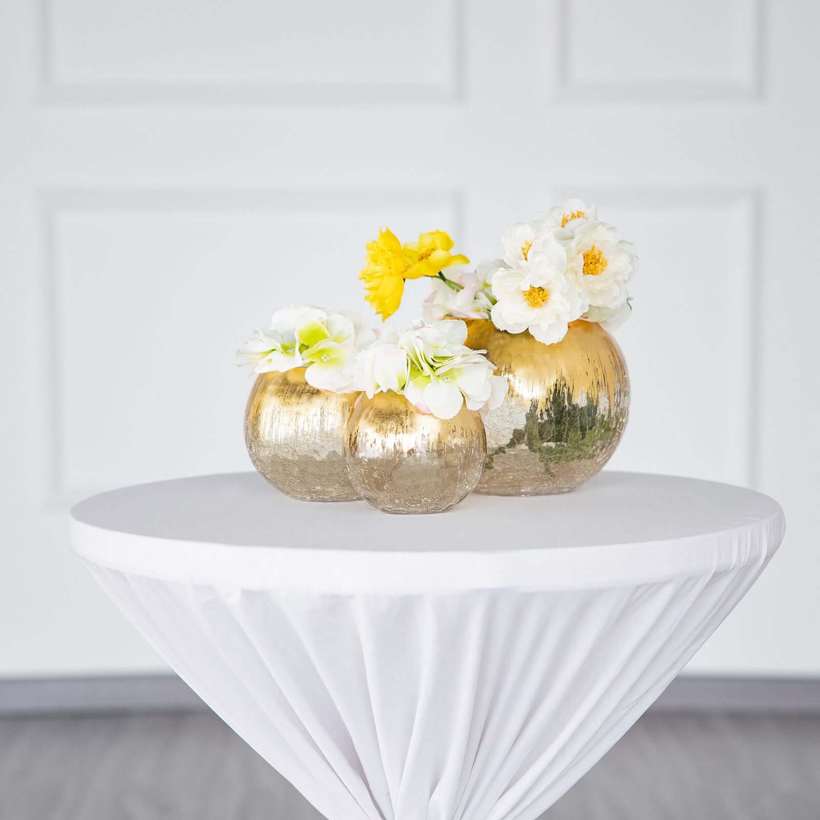 Glass Flower Vase Gold Foiled Crackle Bubble - Decorative Floral Centerpiece for Tables 6"