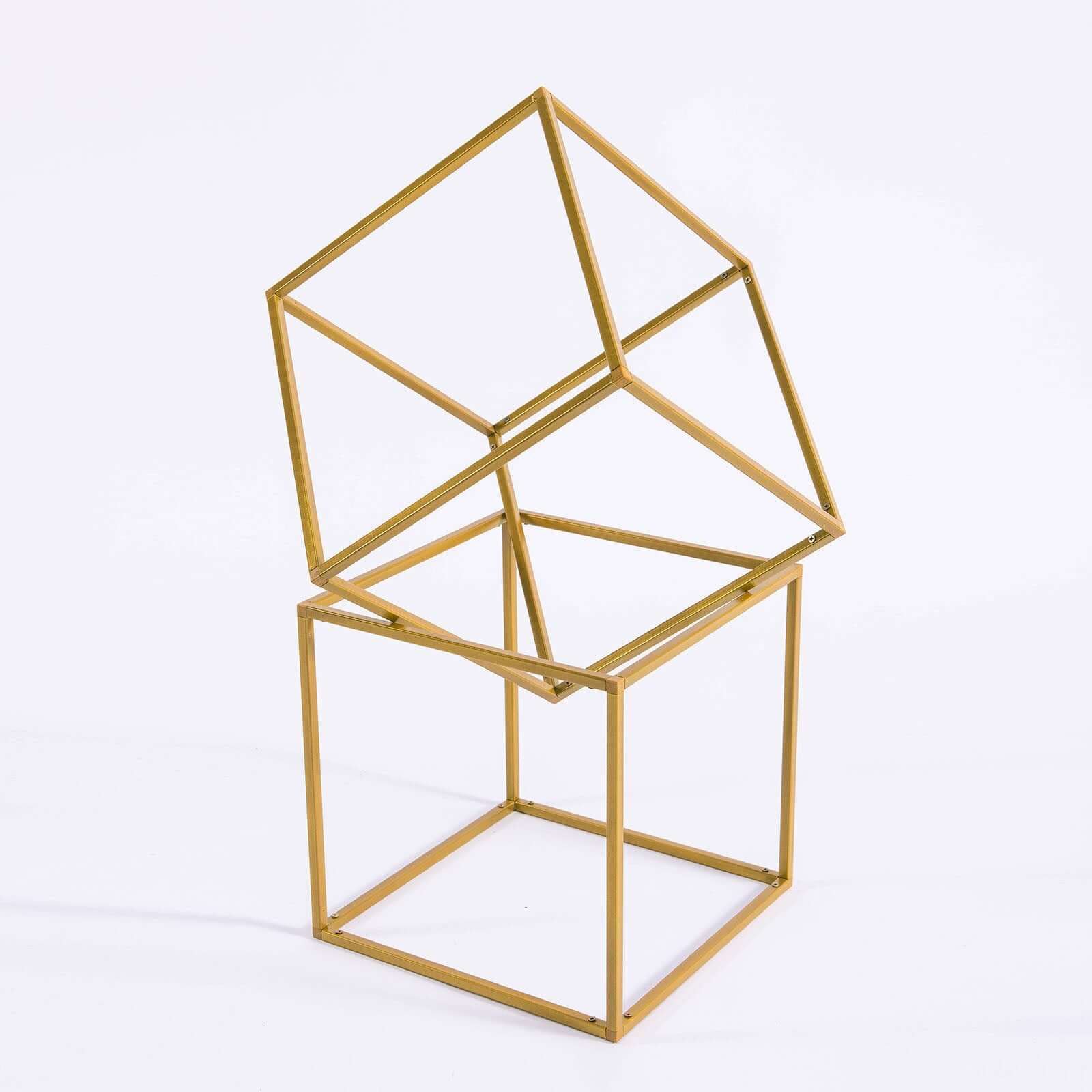2-Pack Metal Flower Stands Gold Geometric Wedding Centerpieces Square Frame - Durable Display 12"