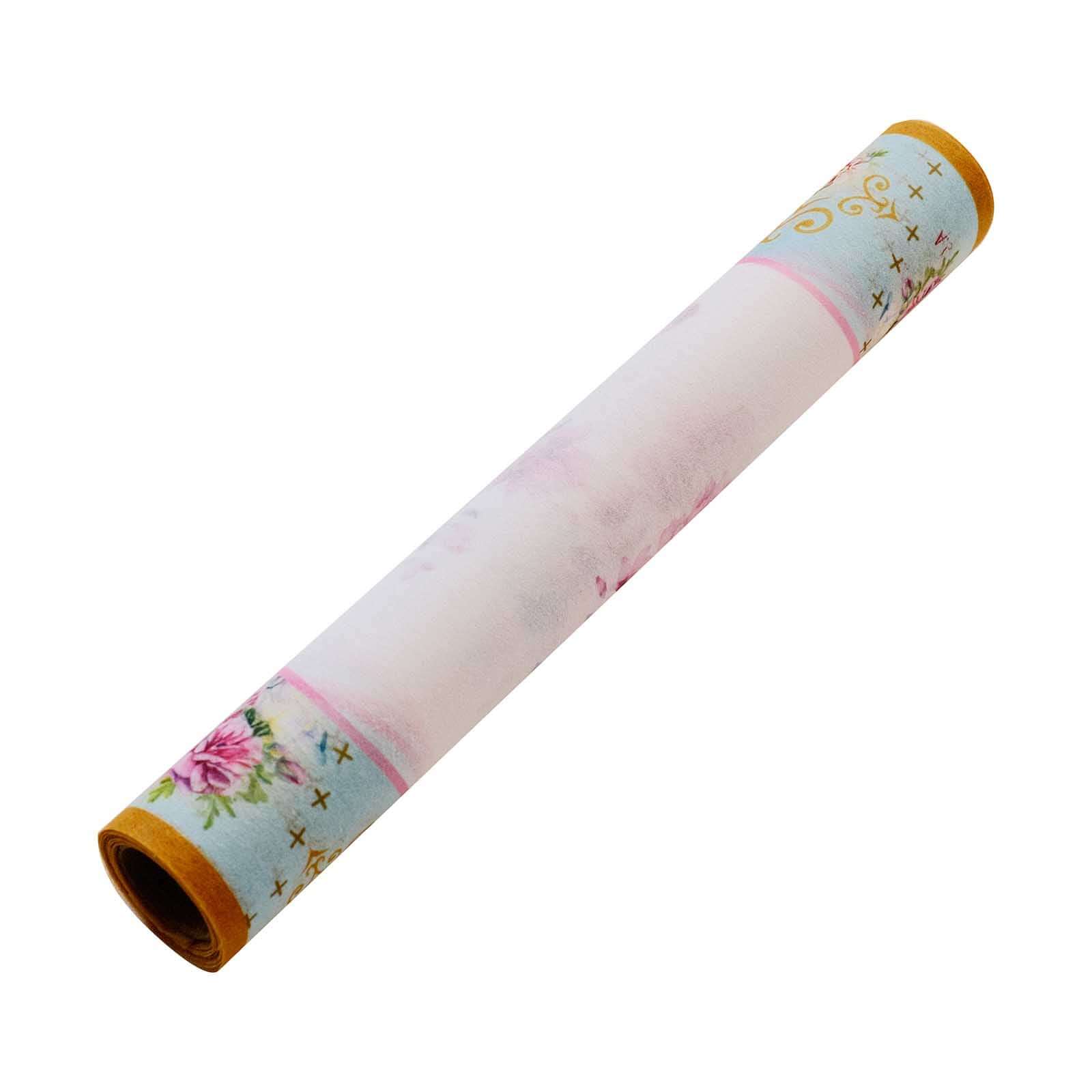 Disposable Table Runner 11"x108" White with Pink Peony Floral Print - Non-woven Stylish Spring Summer Dining Decor