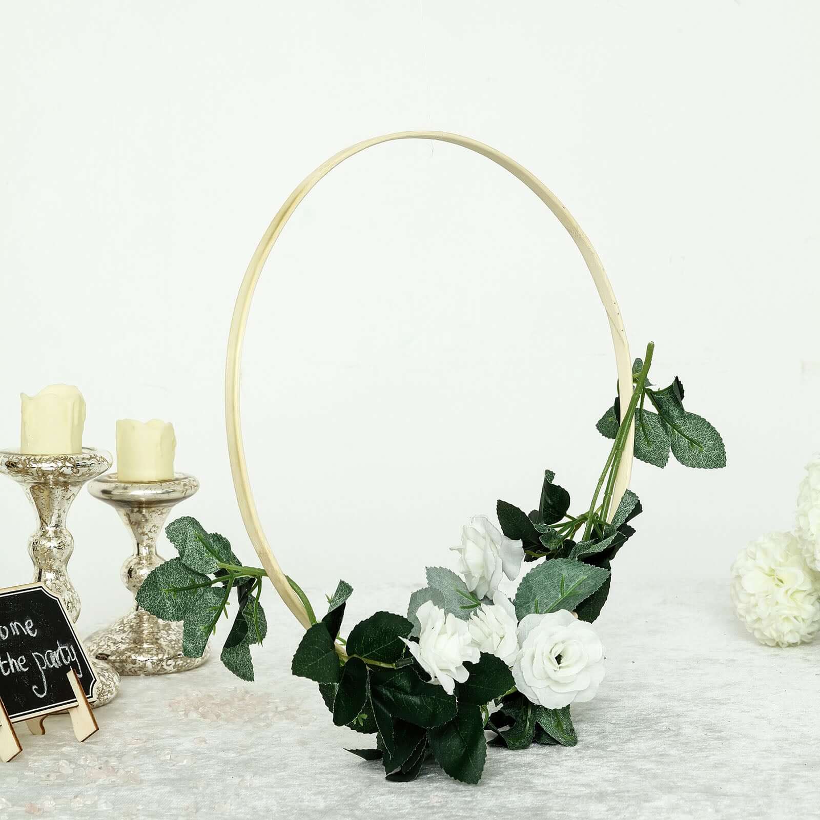 Set of 5 Natural Wooden Rings for Crafts, Floral Hoop Wreath