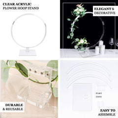 Table Wedding Arch Hoop Stand Acrylic Round Clear - Wreath Tabletop Centerpiece for Weddings 26"
