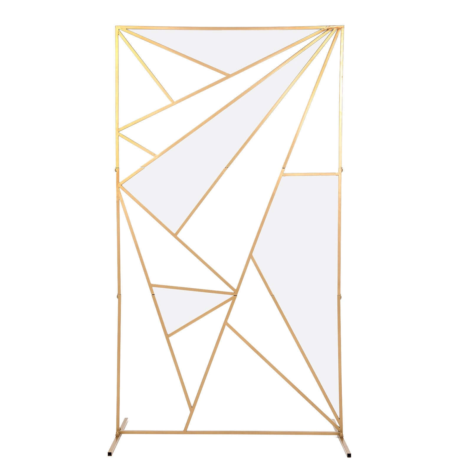 6ft Tall Gold Metal Rectangular Geometric Flower Frame Prop Stand, Wedding Backdrop Floor Stand With Cloudy Film Insert