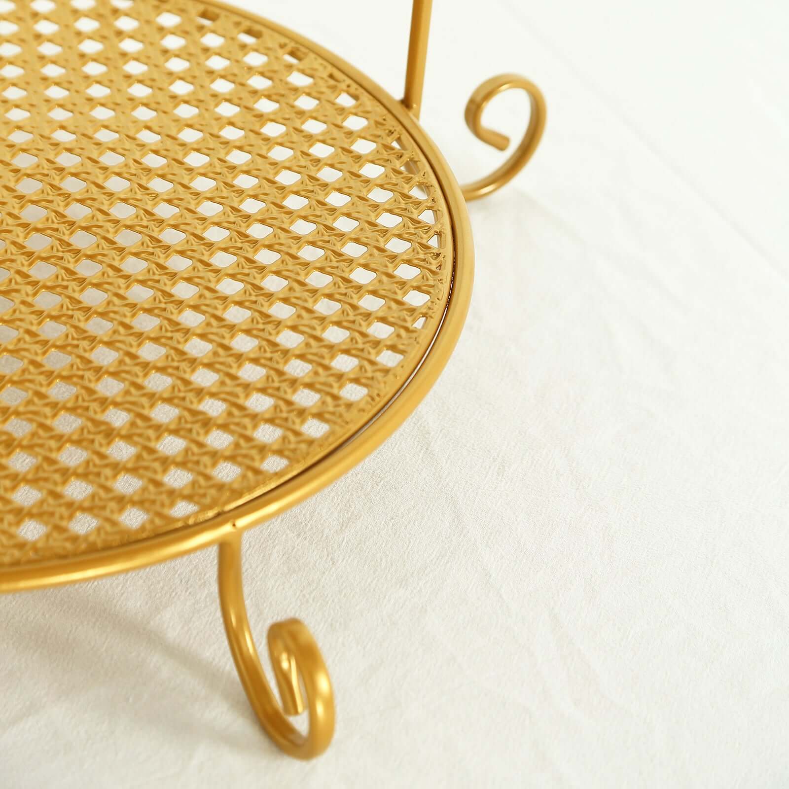 3 Tier Metal Round Cake Stand 32" Gold with Crown Top - Easy To Assemble Cupcake Holder Dessert Display Stand for Sophisticated Tea Parties Buffet Tables & Special Occasions