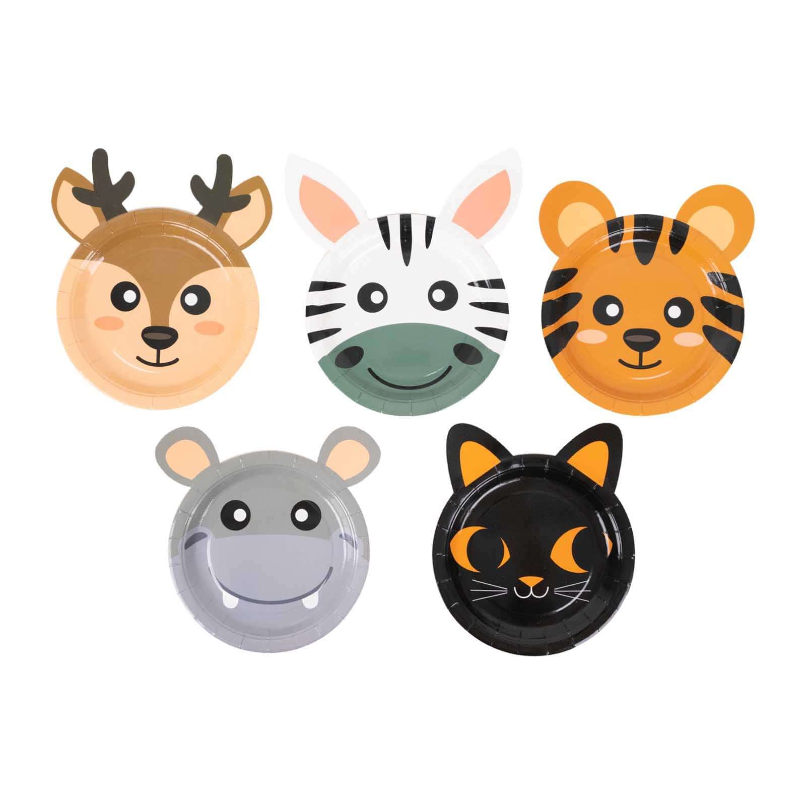 Set of 25 Paper 7" Round Plates Assorted Animal Print - Appetizer Dessert Party Plates for Themed Events