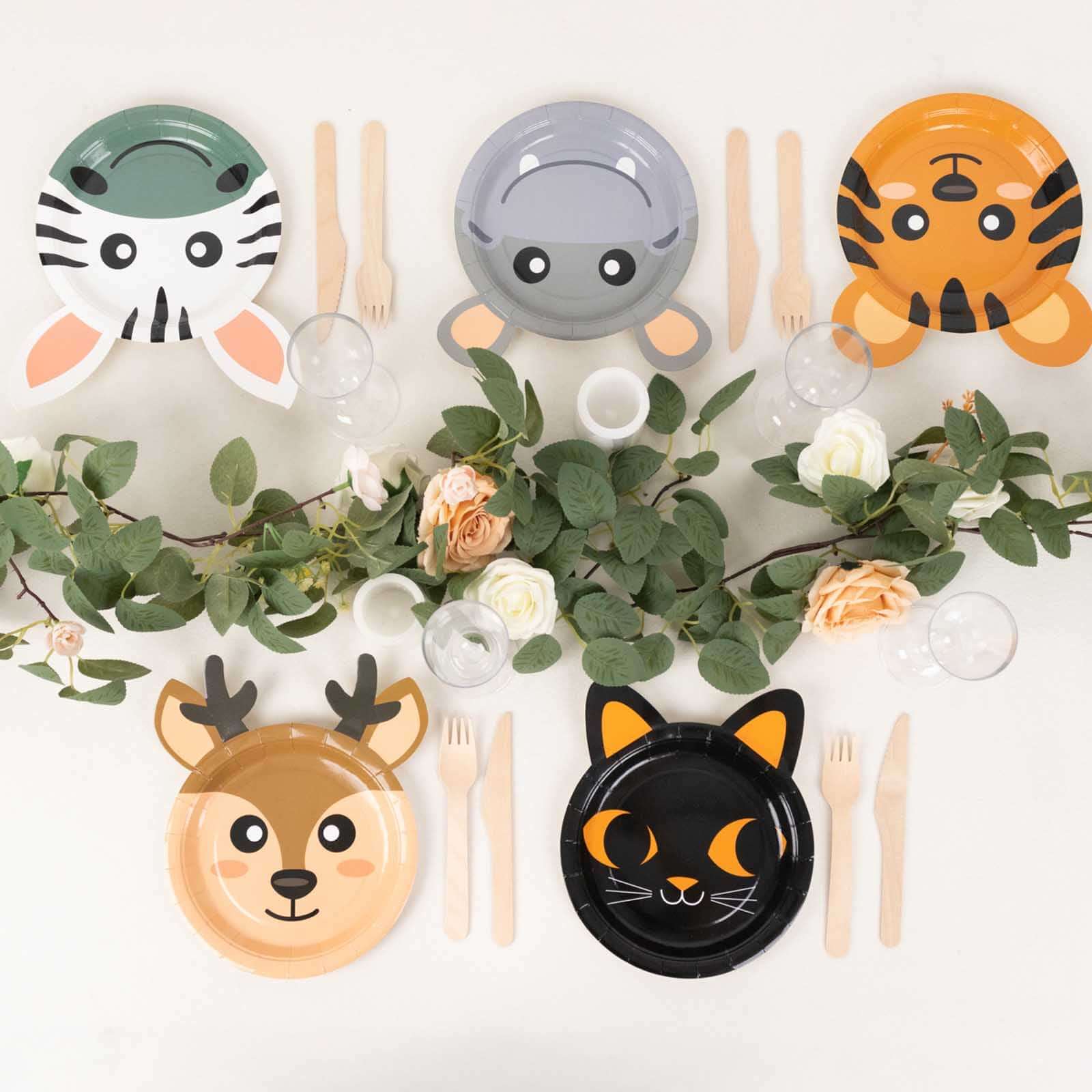 Set of 25 Paper 7" Round Plates Assorted Animal Print - Appetizer Dessert Party Plates for Themed Events