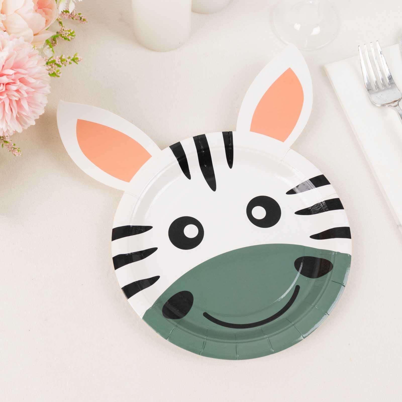 Set of 25 Paper 7" Round Plates Assorted Animal Print - Appetizer Dessert Party Plates for Themed Events
