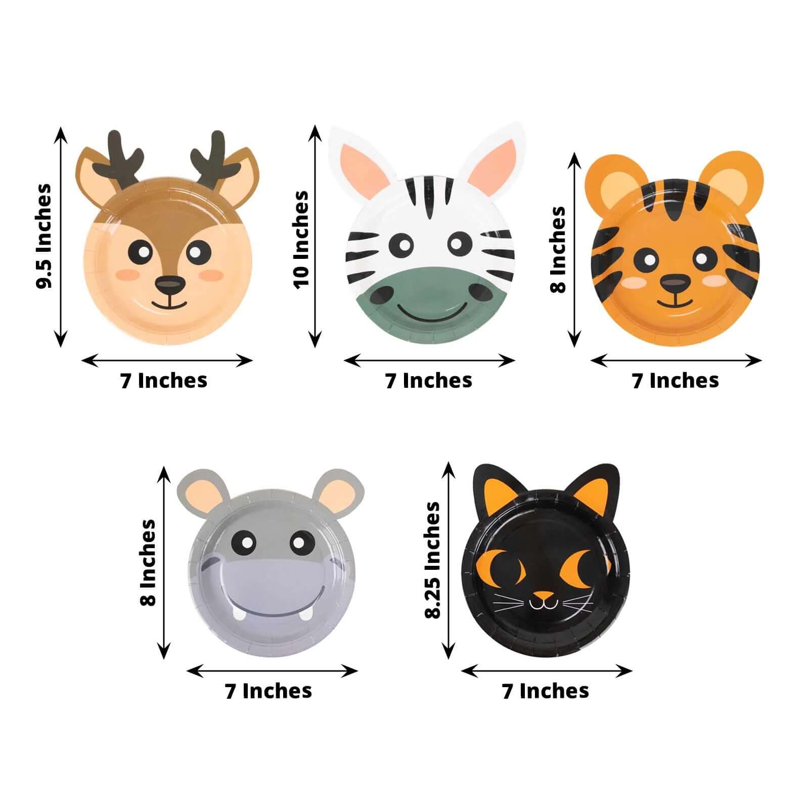 Set of 25 Paper 7" Round Plates Assorted Animal Print - Appetizer Dessert Party Plates for Themed Events