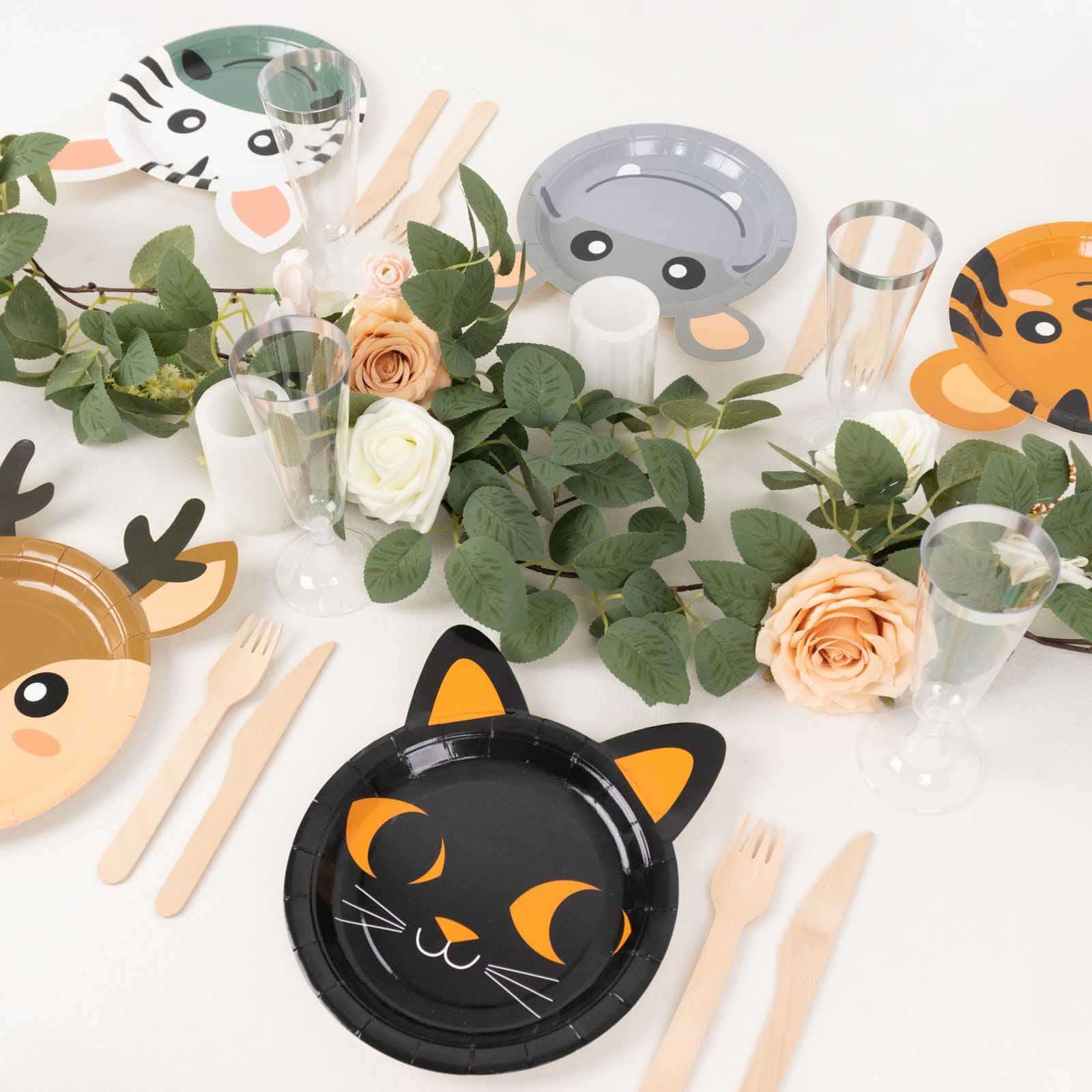 Set of 25 Paper 7" Round Plates Assorted Animal Print - Appetizer Dessert Party Plates for Themed Events