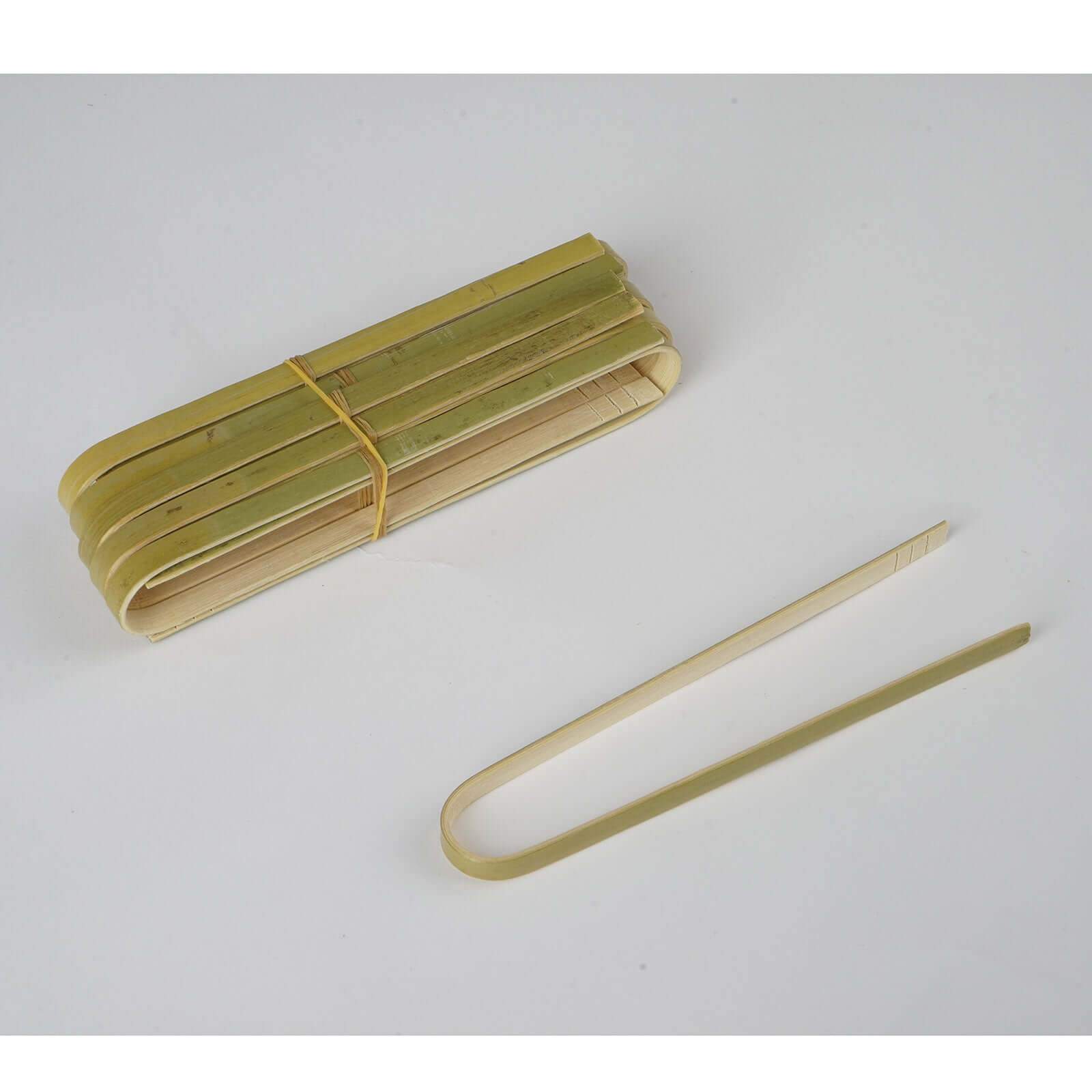 50-Pack Bamboo Wooden Tongs Disposable Flatware Eco Friendly Natural - Biodegradable Party Serving Utensils 6"