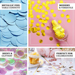 Metallic Round Party Confetti 18G Bag Iridescent Foil, Balloon Table Confetti Glitter Dots for Festive Weddings Baby Bridal Showers & Events