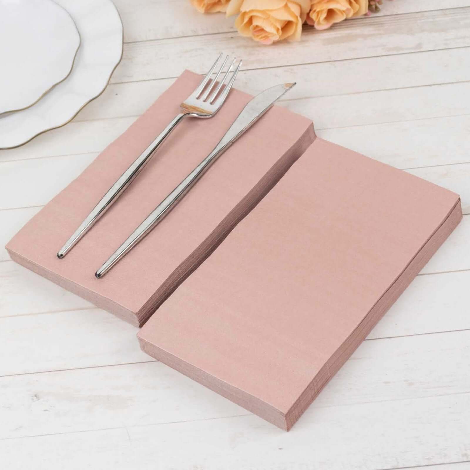 50-Pack Paper Napkins Dusty Rose - Soft Disposable 2-Ply Dinner Napkins for Weddings