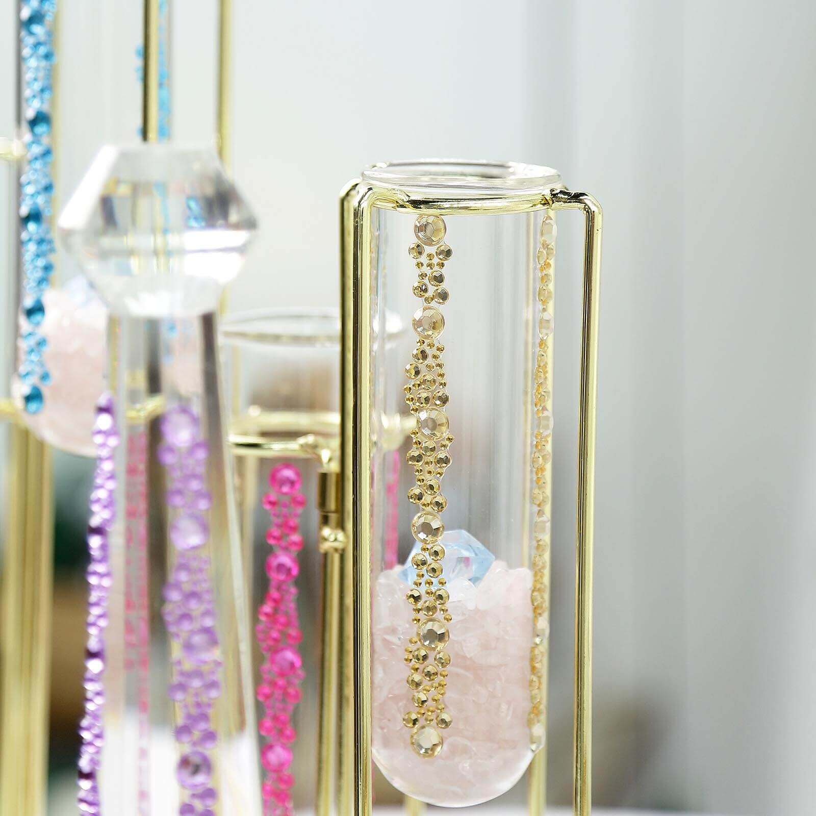 3 Pack Red Heptagon Self Adhesive Rhinestone Gem Craft Stickers