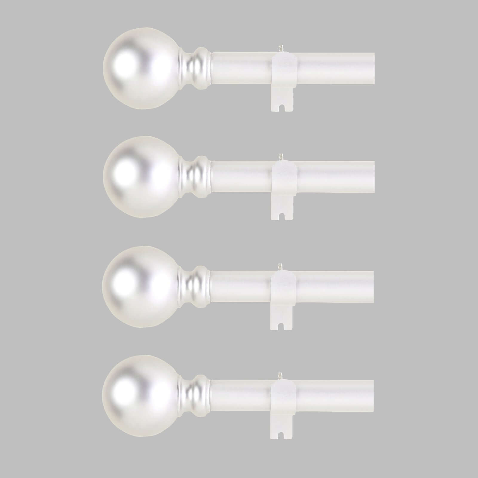 42"-126" Adjustable Curtain Rod Set, Silver, Round Finials