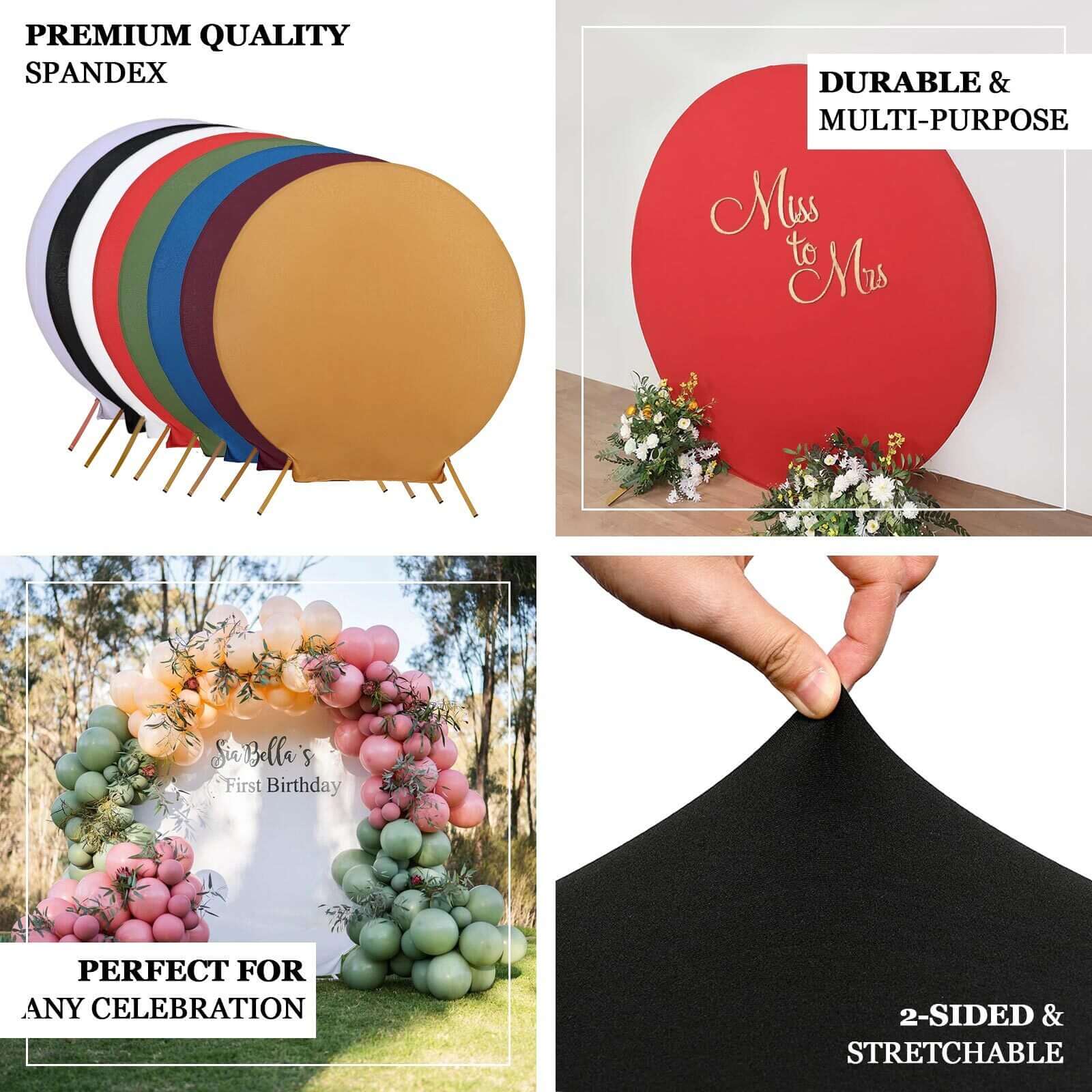 7.5ft Matte Blush Round Spandex Fit Party Backdrop Stand Cover