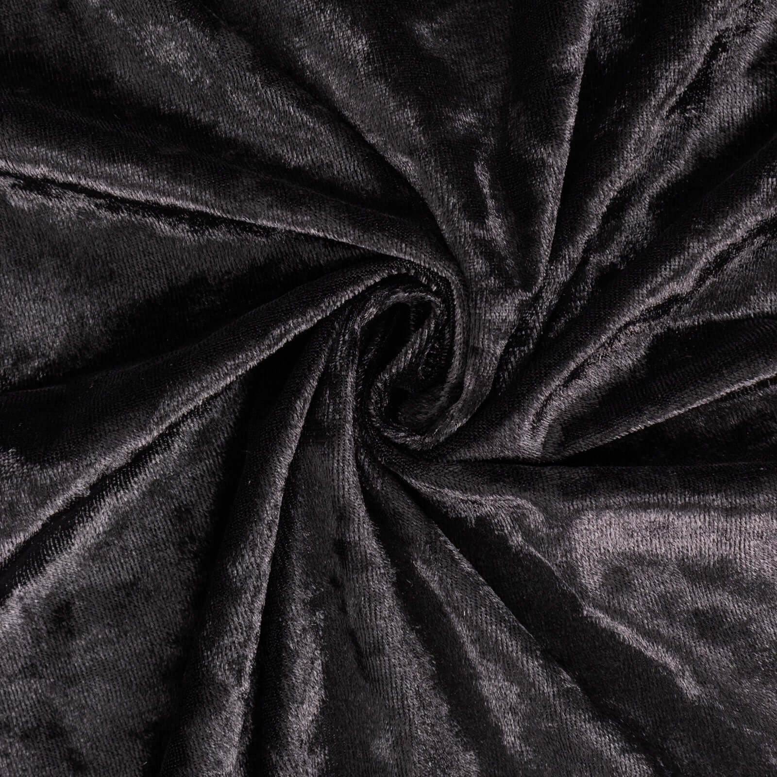 65"x5 Yards Black Crushed Velvet Fabric Bolt, DIY Craft Fabric Roll