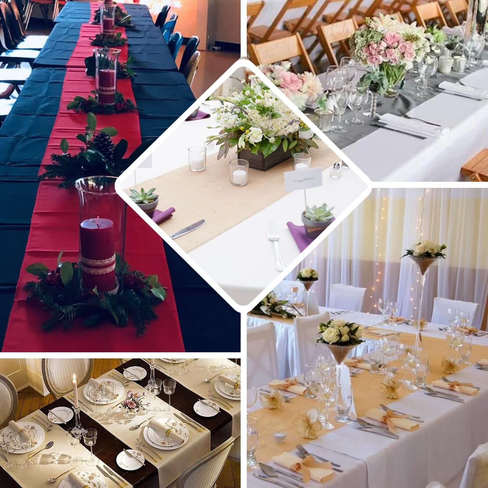 Polyester 12"x108" Table Runner Burgundy - Durable & Wrinkle-Resistant Table Decor