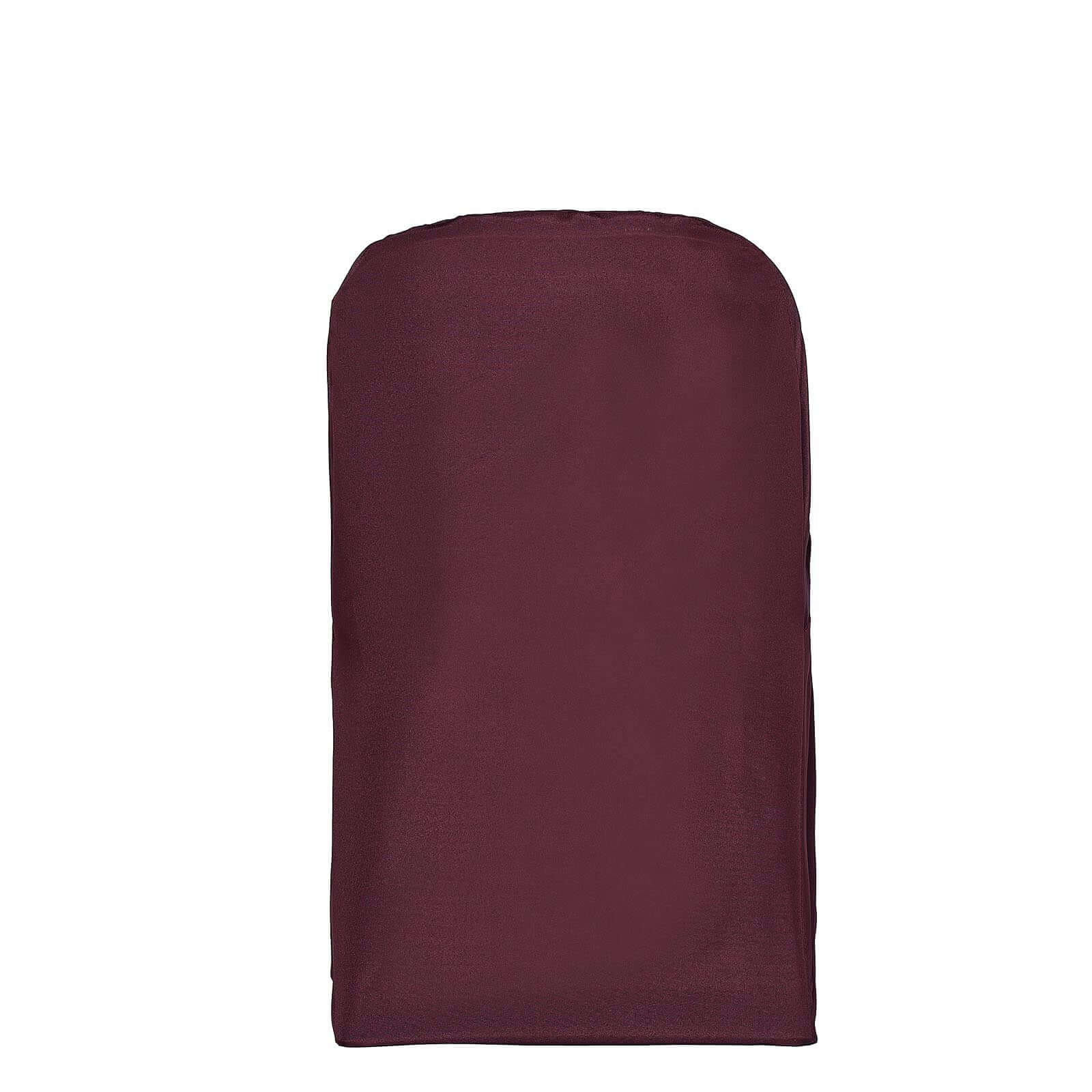 Polyester Slip On Folding Chair Covers Burgundy - Stain-Resistant Reusable Durable Fabric