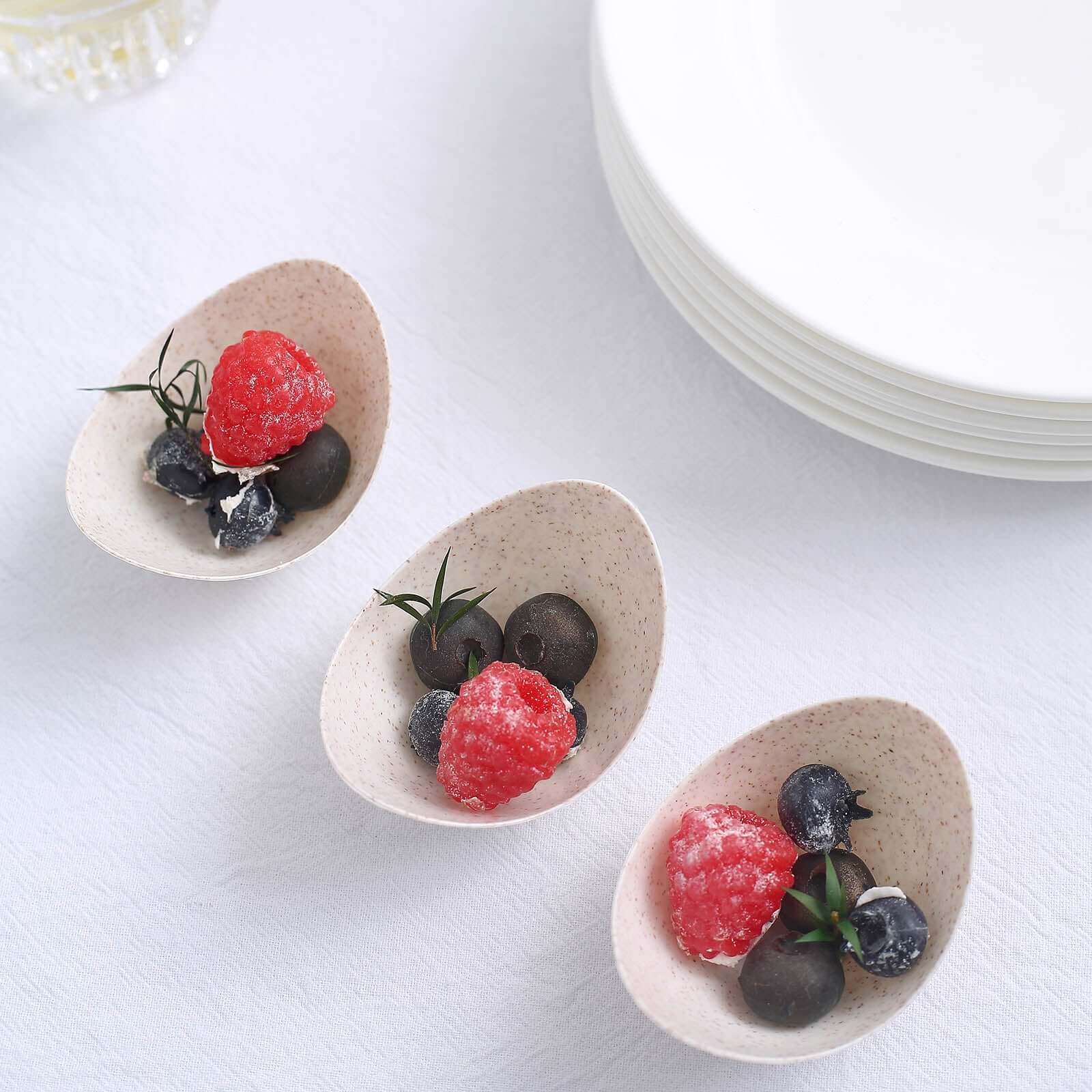 24-Pack Mini Wheat Straw Fiber Dessert Cups Biodegradable Eco-Friendly - Perfect for Ice Cream 3"