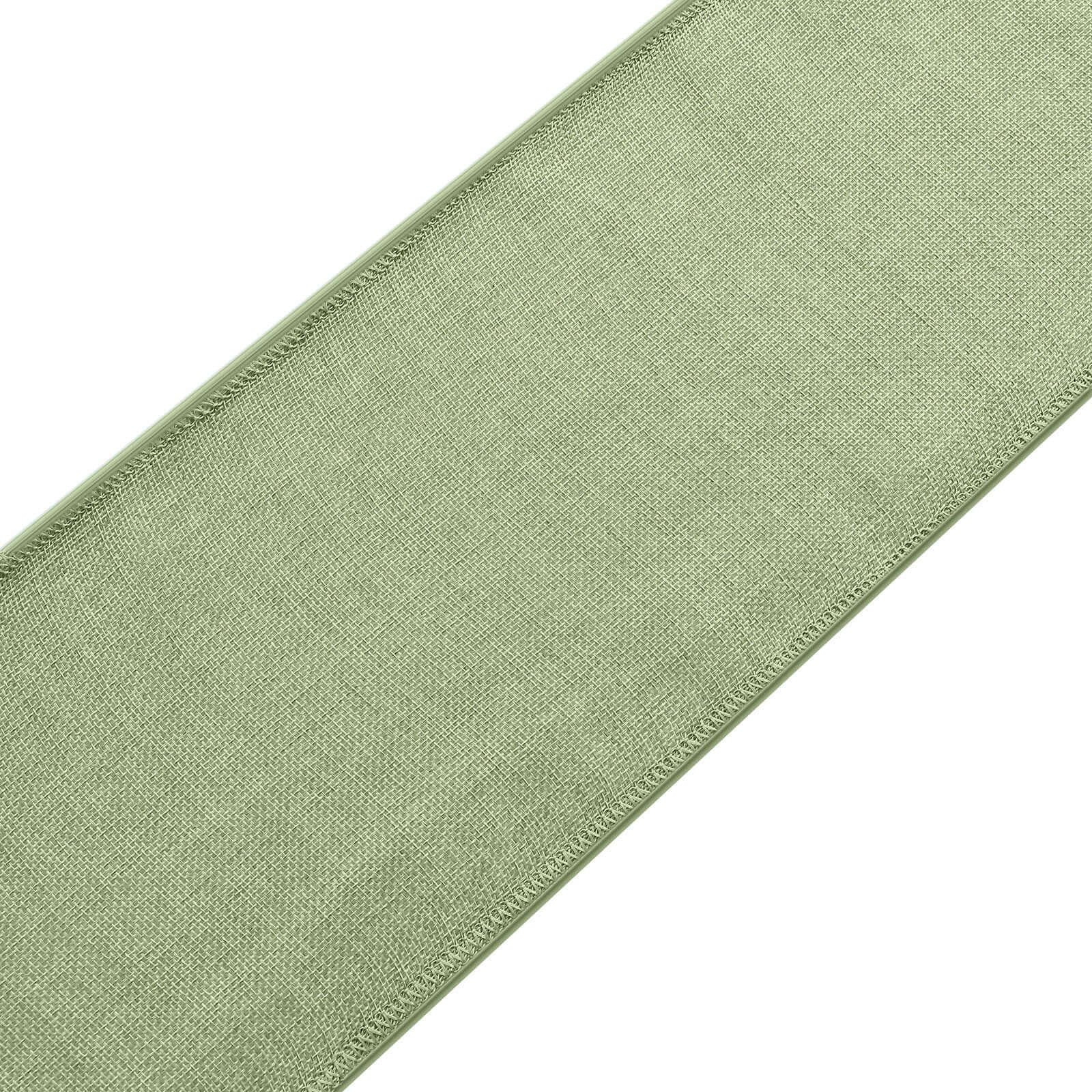 5 Pack Jute Faux Burlap 6"x108" Chair Sashes Sage Green - Boho Chic Linen Decor
