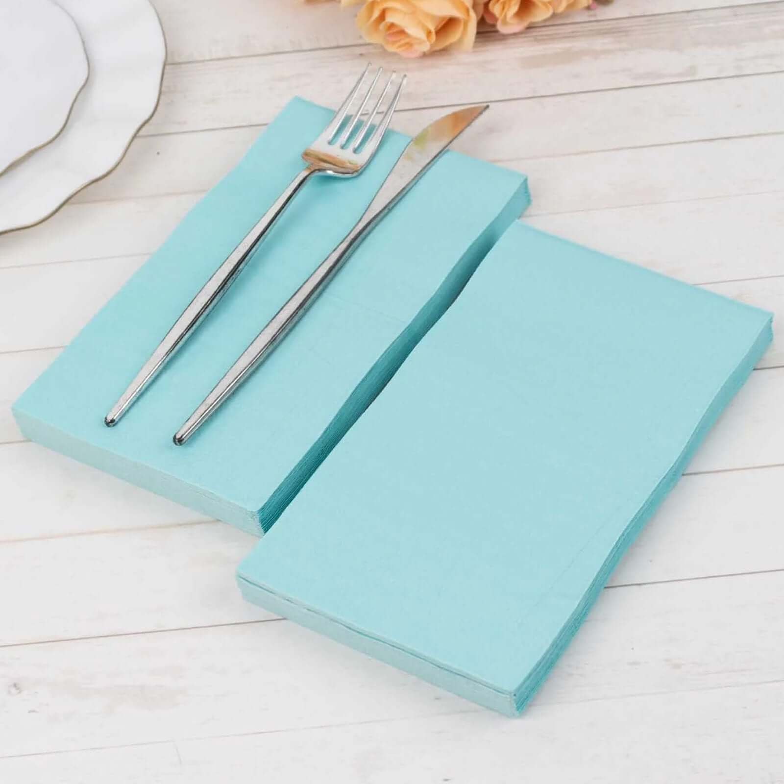 50-Pack Paper Napkins Baby Blue - Soft Disposable 2-Ply Dinner Napkins for Weddings
