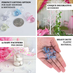 12 Pack Small Pink Decorative Baby Pacifiers, Baby Shower Favors
