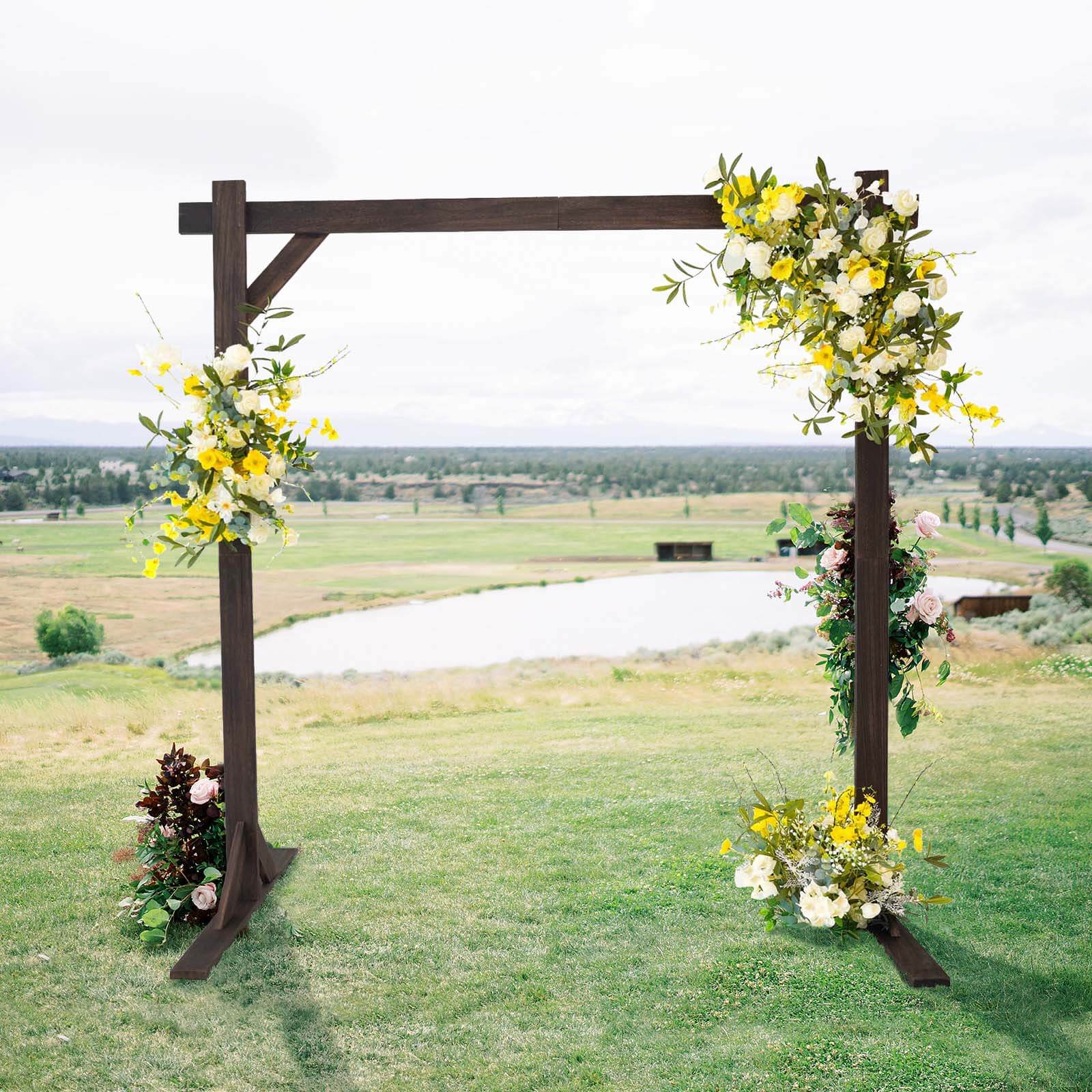 7ft Heavy Duty Wooden Square Wedding Arbor Photography Backdrop Stand