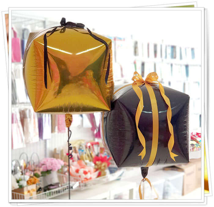 14" 4D Rose Gold Cube Shaped Mylar Foil Helium Air Balloons