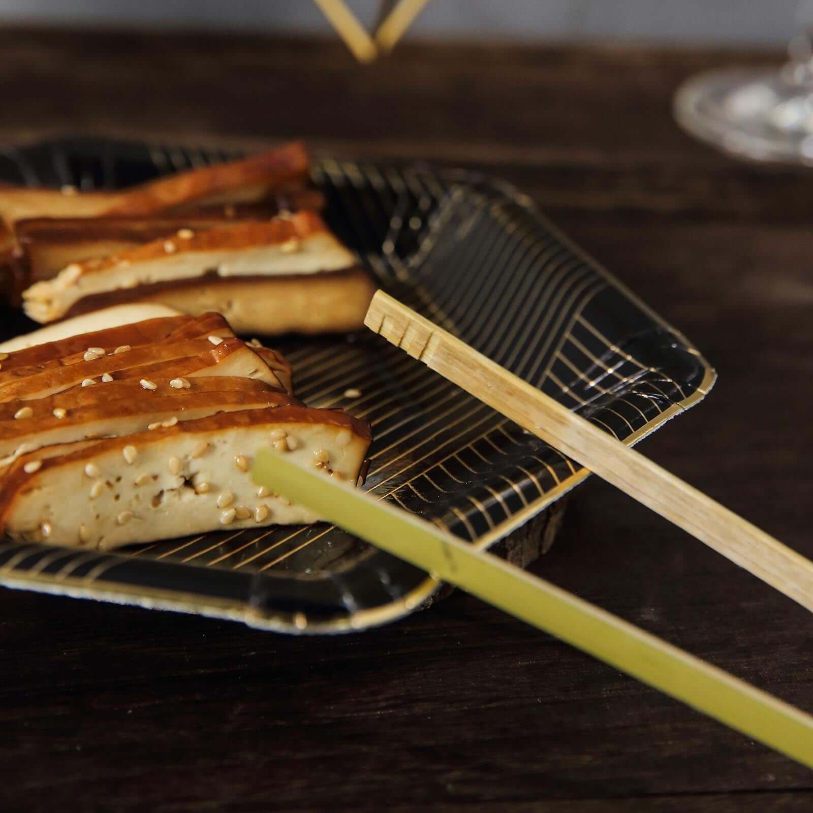 50-Pack Bamboo Wooden Tongs Disposable Flatware Eco Friendly Natural - Biodegradable Party Serving Utensils 6"