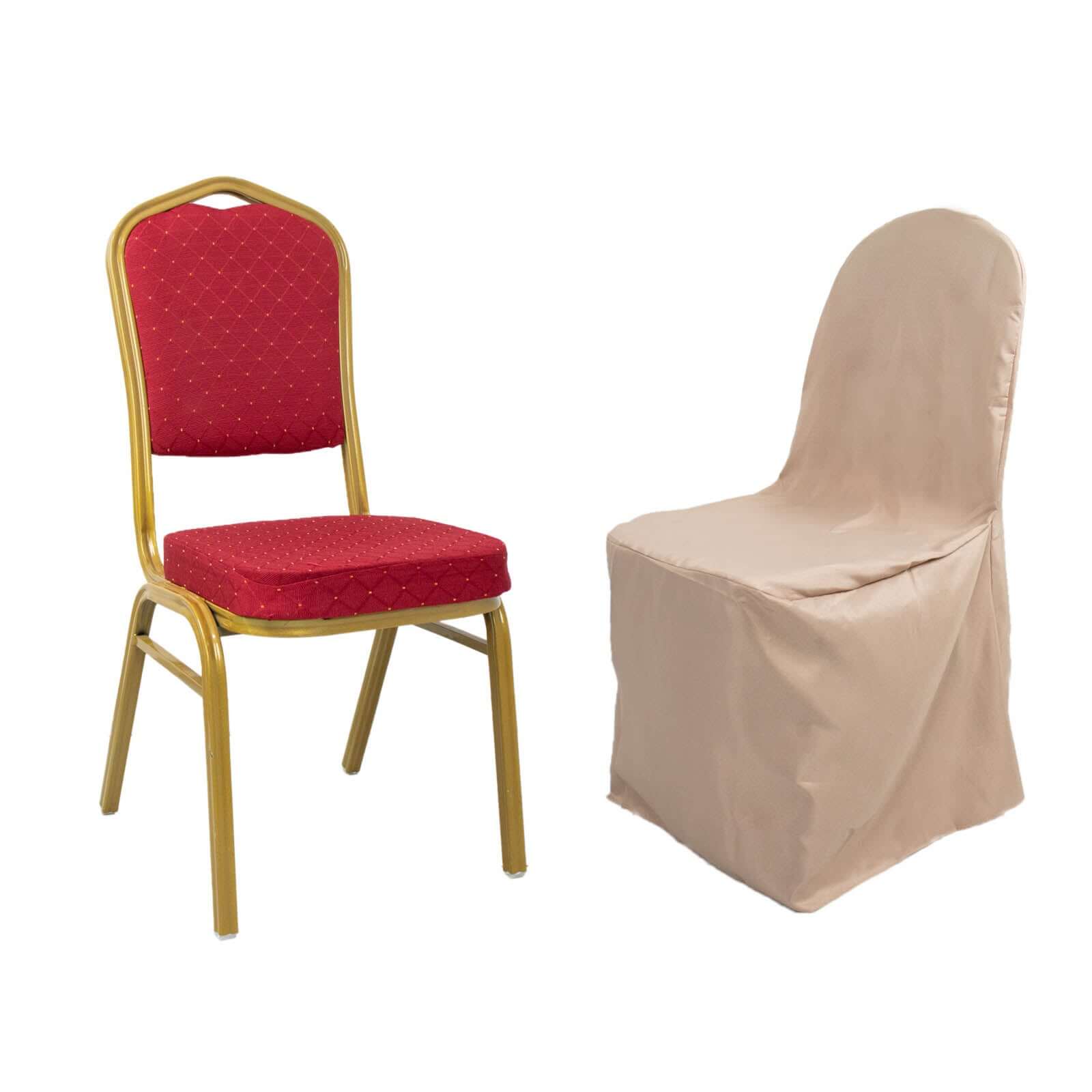 Polyester Slip On Banquet Chair Covers Nude - Stain-Resistant Reusable Durable Fabric