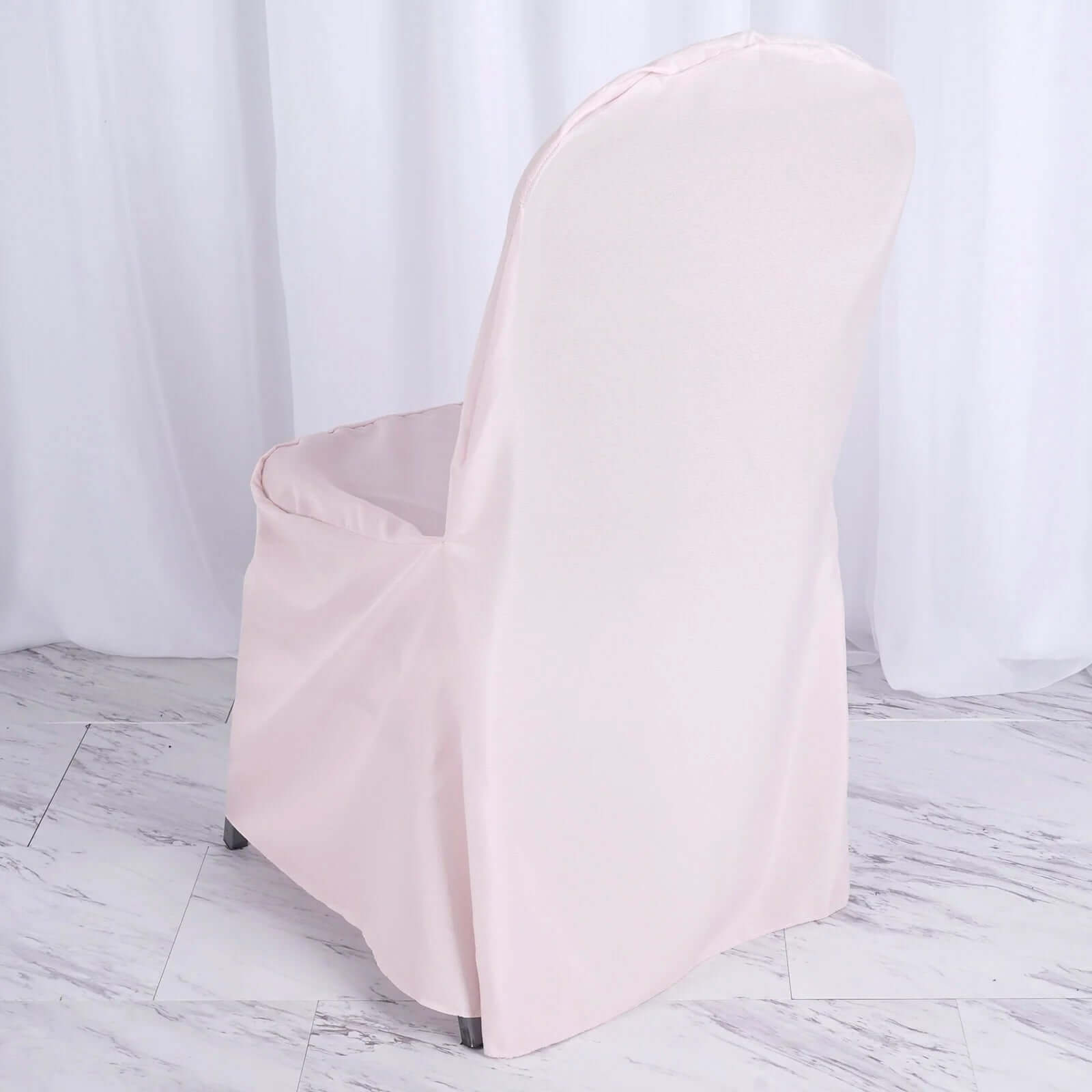 10 Pack Polyester Chair Cover for Banquet Chairs Blush - Stain-Resistant Reusable Slip-On Slipcover