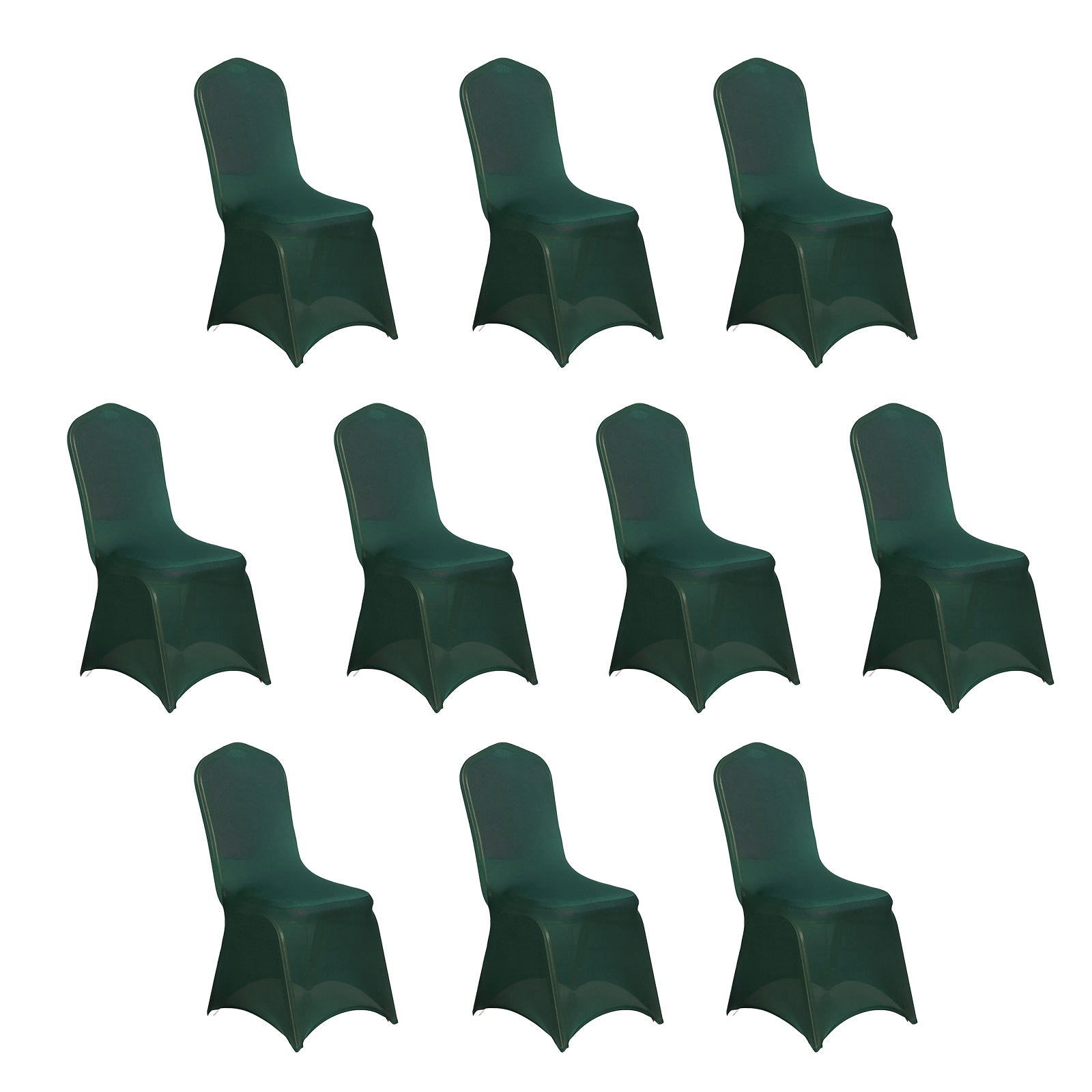 10 Pack Spandex Chair Covers for Banquet Chairs Hunter Emerald Green - Durable Reusable Stretch Slip-On Covers