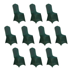10 Pack Spandex Chair Covers for Banquet Chairs Hunter Emerald Green - Durable Reusable Stretch Slip-On Covers
