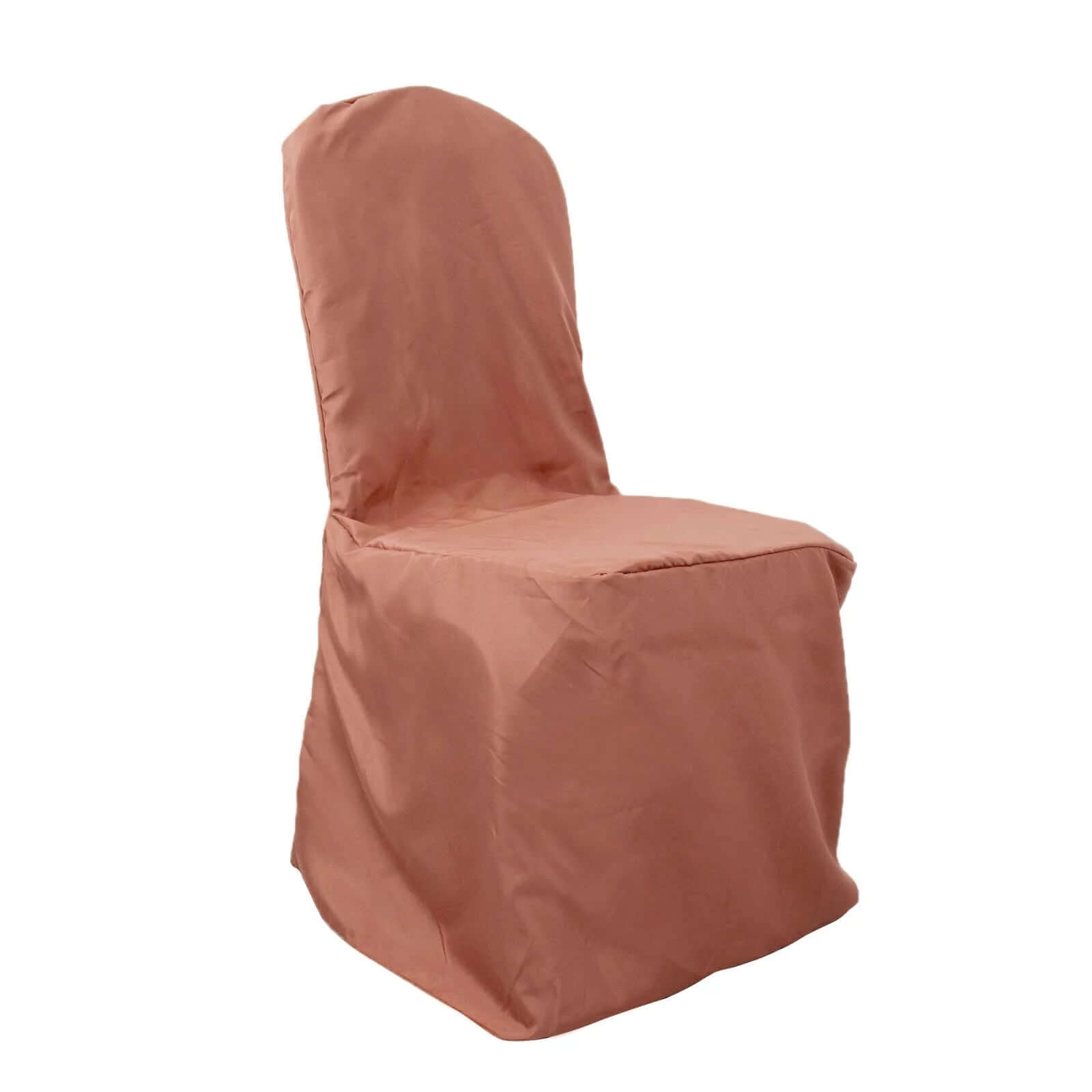 10 Pack Polyester Chair Cover for Banquet Chairs Terracotta (Rust) - Stain-Resistant Reusable Slip-On Slipcover