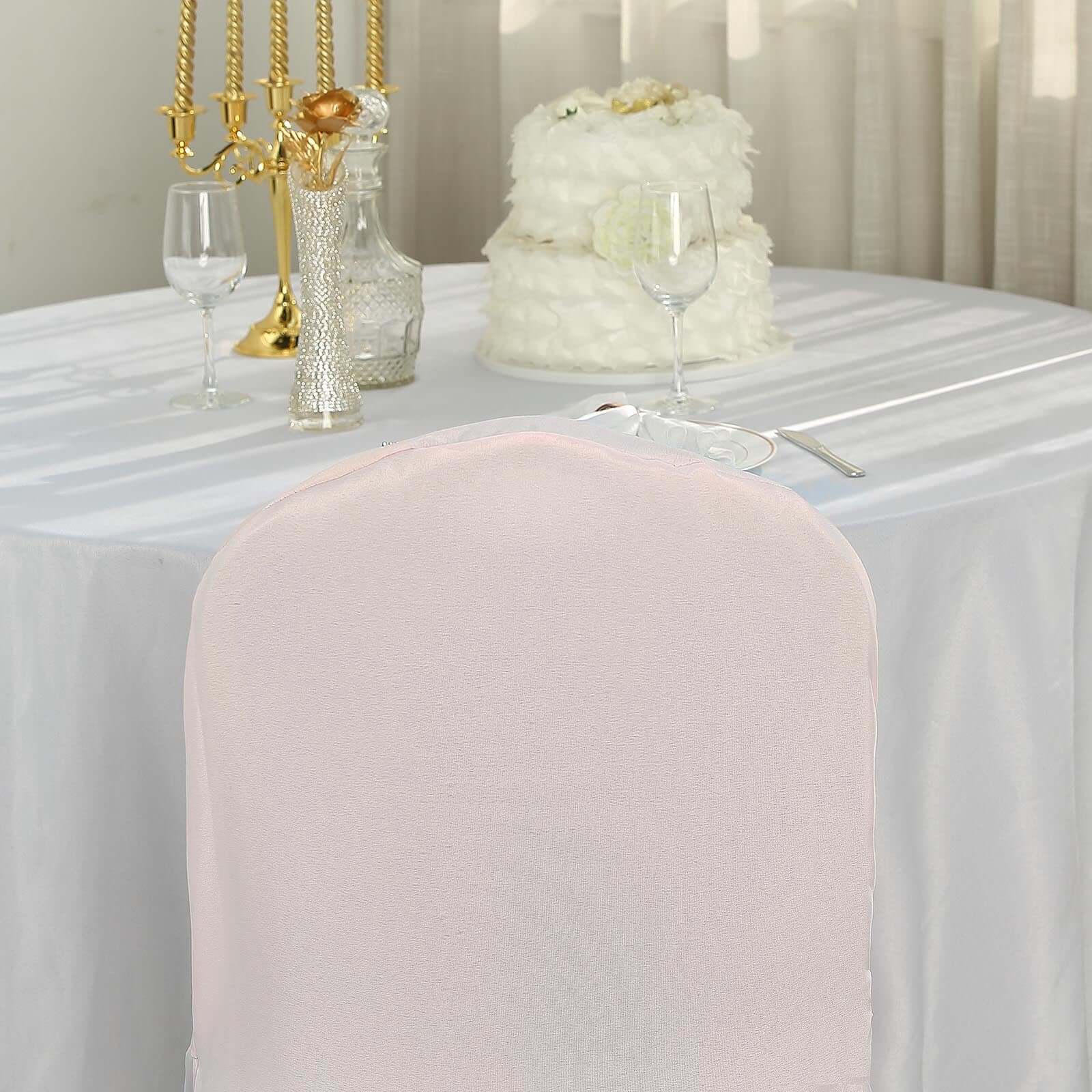 Polyester Slip On Banquet Chair Covers Blush - Stain-Resistant Reusable Durable Fabric