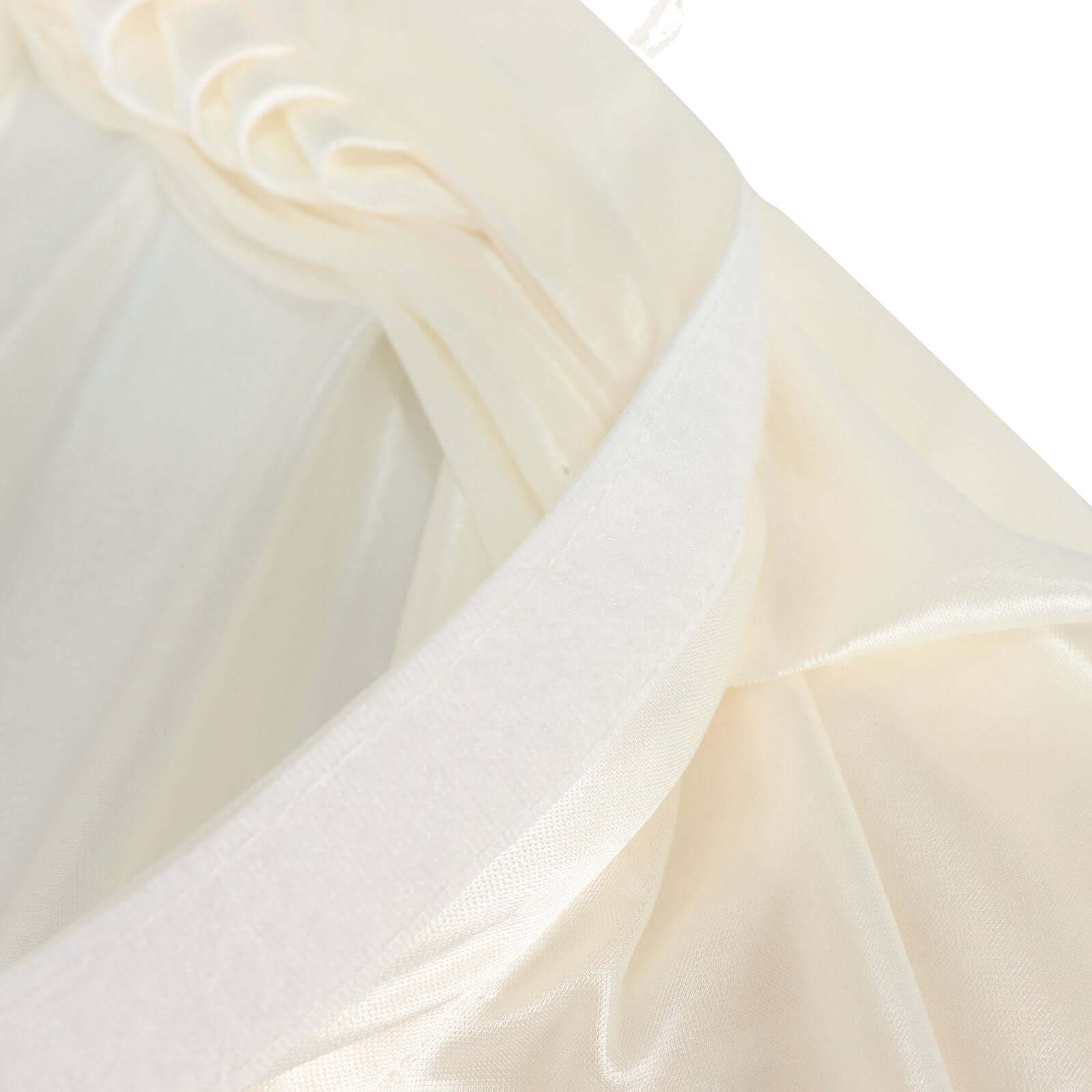 Satin 14ft Table Skirt Ivory - Pleated Double Drape Table Cover