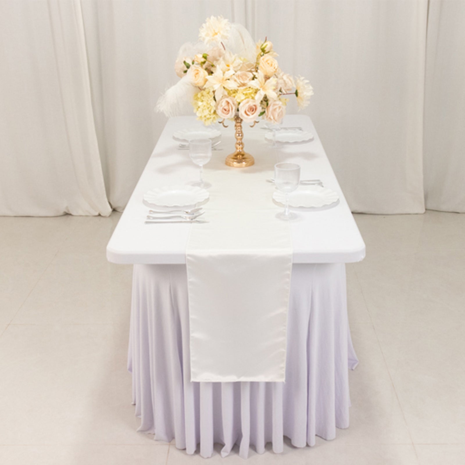 Lamour Satin 12"x108" Table Runner Ivory - Smooth & Lustrous Finish