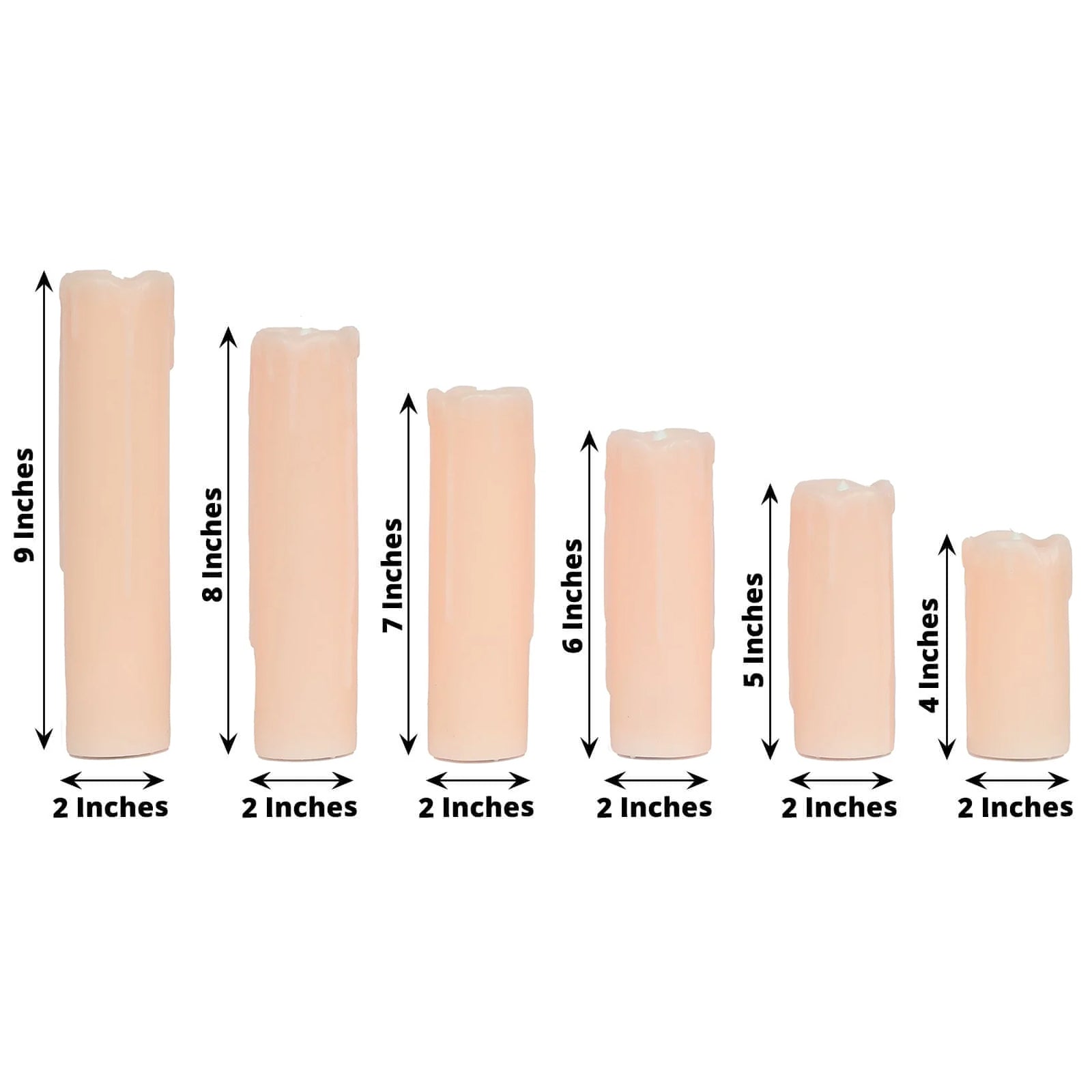 Set of 6 LED Flameless Luminaria Candles Drip Wax Blush - Battery Operated Pillar Lighting