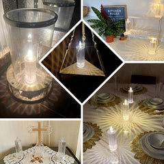 3-Pack LED Flameless Candle Lamps Diamond Acrylic Design Clear Warm White - Battery Operated Pillars 6"