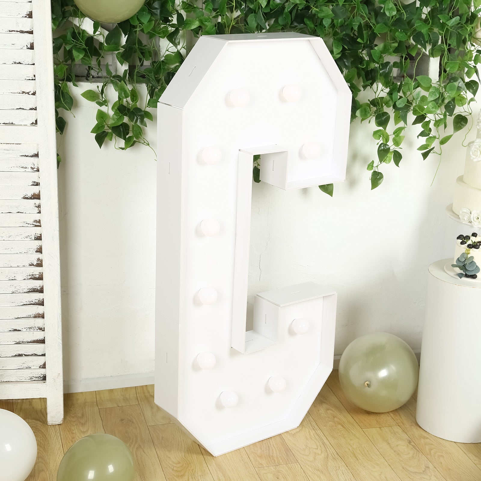 Giant LED Marquee Light Up Letter "C", White 4ft Pre-Cut Foam Board with 10 Warm White Battery Operated LEDs, Glue Gun and Sticks