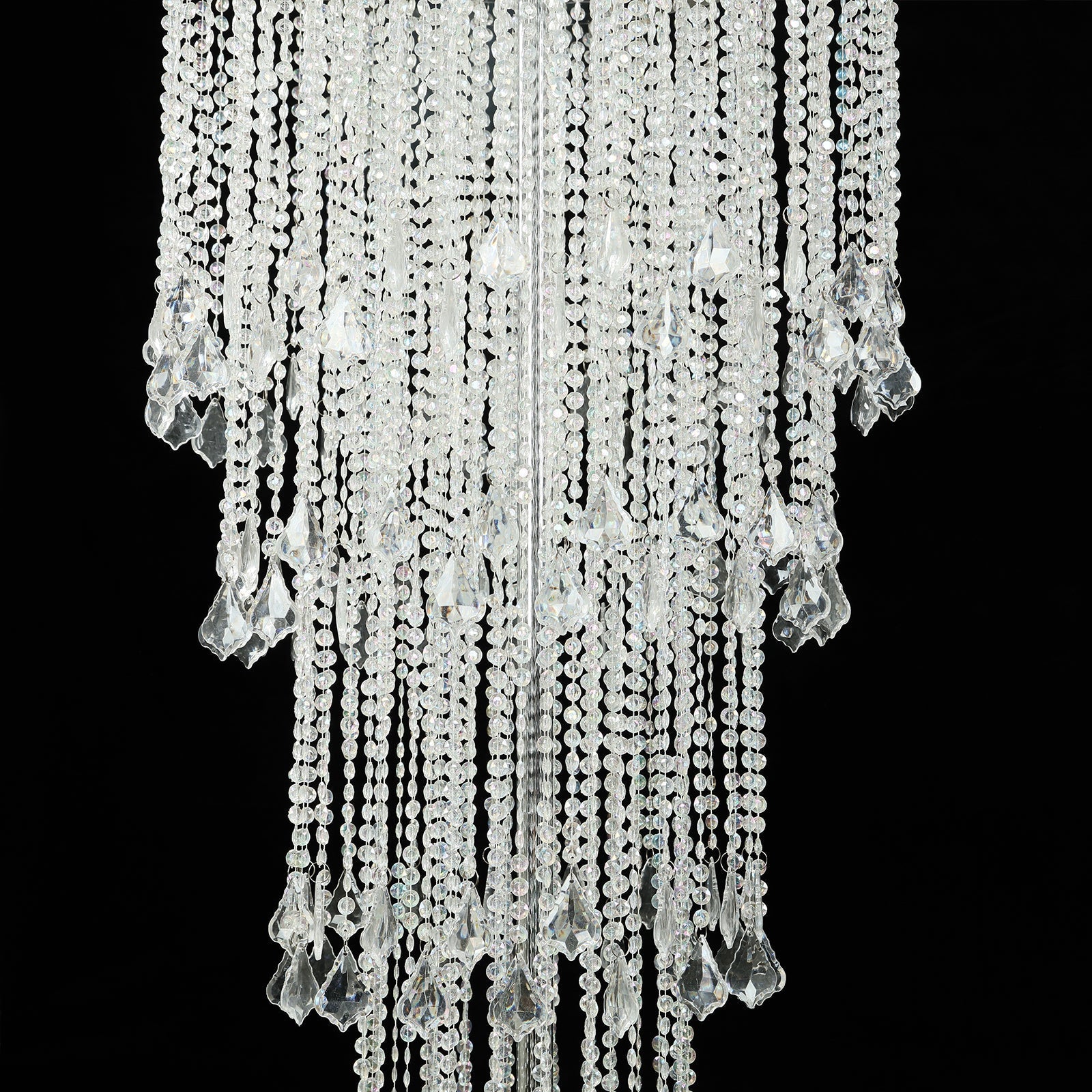 4ft Table Centerpiece in Crystal Beaded Waterfall Chandelier Style – Cascading Metal Floral Stand for Weddings & Luxury Event Décor