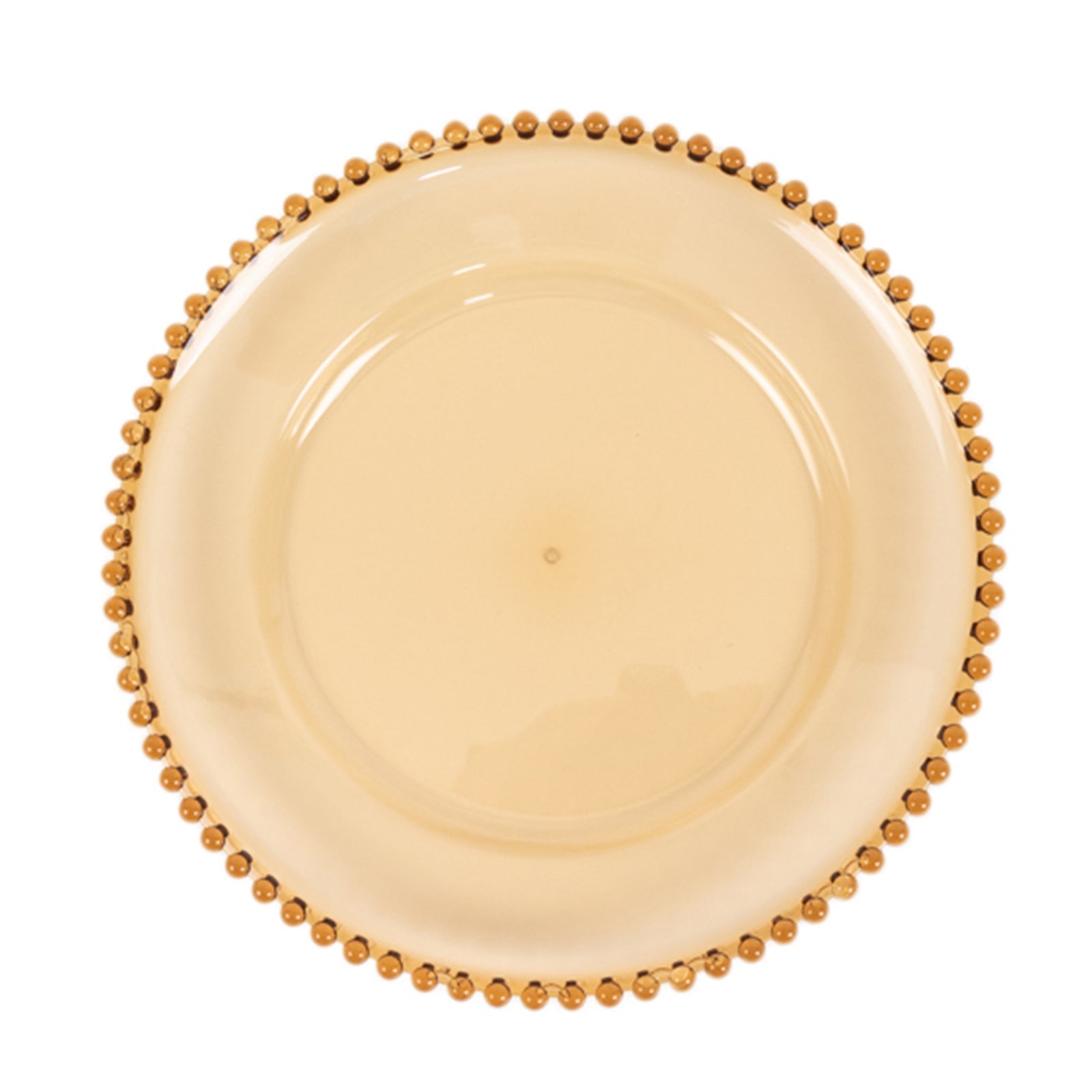 6-Pack Acrylic Round Charger Plates 13" in Amber Gold with Beaded Rim, Decorative Dinner Party Charger Tableware